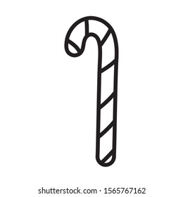 merry christmas celebration candy stick peppermint snack vector illustration thick line