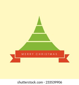 Merry Christmas celebration concept with stylish X-mas tree on beige background.
