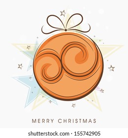 Merry Christmas celebration concept with Xmas ball on creative colorful background.