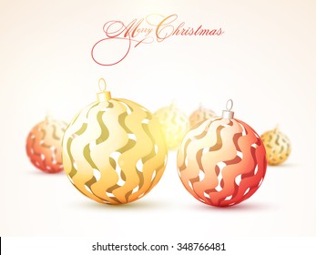 Merry Christmas celebration with creative glossy Xmas Balls.