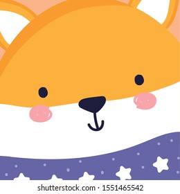 merry christmas celebration cute fox head wearing sweater vector illustration