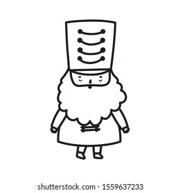 merry christmas celebration cute nutcracker soldier with hat vector illustration thick line