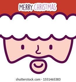 merry christmas celebration cute santa claus face cartoon vector illustration