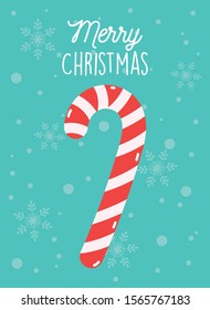 merry christmas celebration decoration candy cane snow vector illustration