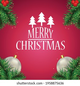 Merry christmas celebration greeting card with creative vector illustration and background