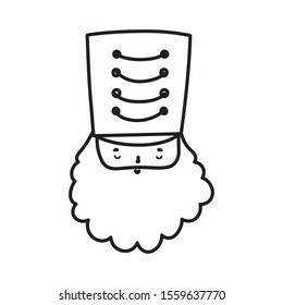 merry christmas celebration nutcracker soldier face with hat vector illustration thick line