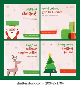 Merry Christmas Celebration Post Or Template Design In Four Options.