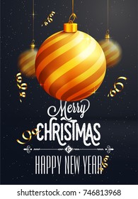 Merry Christmas celebration poster, banner or flyer design.