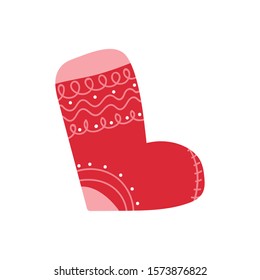 merry christmas celebration red stocking decoration vector illustration