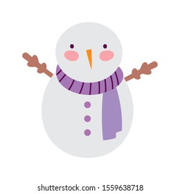 merry christmas celebration snowman with scarf vector illustration