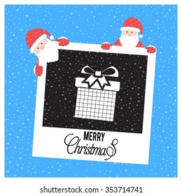 
Merry Christmas celebration typography with gift box