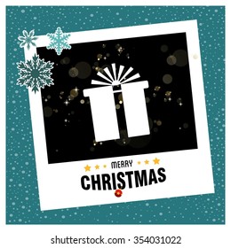 Merry Christmas celebration typography with gift box
Christmas card and gift box decoration background
photo frame with Snowflake border and creative typography in footer on glowing Vector background