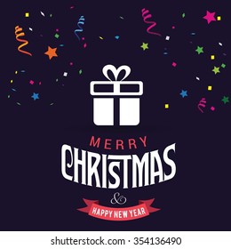 Merry Christmas celebration typography with gift box