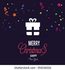 Merry Christmas celebration typography with gift box