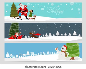 Merry Christmas celebration website header or banner set.