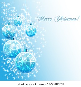 Merry Christmas, Celebratory blue  Christmas balls. Vector
