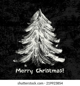 Merry Christmas chalk board design, vector