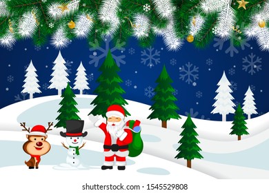Merry Christmas. Character Cartoon Cute Christmas Day. Vector illustration.