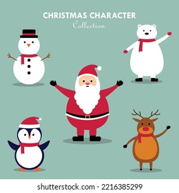 Merry Christmas character vector flat design illustration