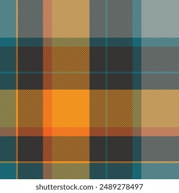 Merry christmas check fabric vector, thread pattern background tartan. Autumn seamless textile texture plaid in grey and carrot orange colors palette.