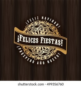 merry christmas and cheerful new year seal pattern of greeting postcard in spanish on antique vector new timber background that build a difference in your new design feliz navidad joyful classic white