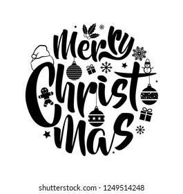 Merry Christmas in circle art vector illustration for element Christmas event advertising and greeting card.