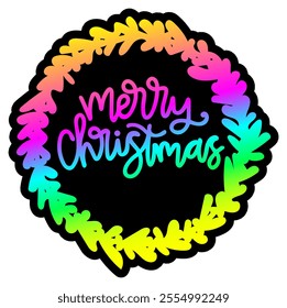 merry christmas circle merry christmas colorful bright rainbow graphic design