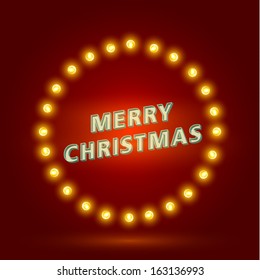 merry christmas with circle lamps pattern, vector illustration.