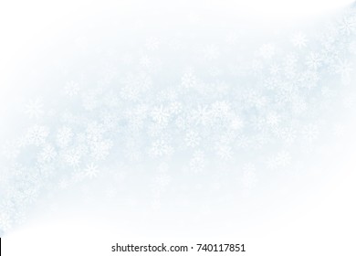 Merry Christmas Clear Vector Background. Frost Effect On Glass With Realistic Snowflakes Overlay On Light Blue Backdrop. Xmas Holidays Abstract Illustration