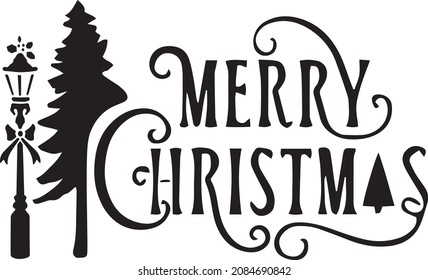 Merry Christmas Clip Art Stencil Vector Stock Vector (Royalty Free ...