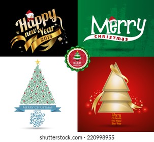 Merry Christmas collection card. Vector illustration. Can use for Christmas and new year.