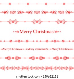 Merry Christmas! Collection of design elements vintage set isolated on white background. Vector illustration 