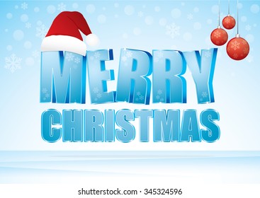 merry christmas collection. Vector background with snow. blue Text design.