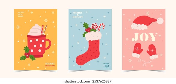 merry christmas collection vector illustrations