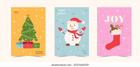 merry christmas collection vector illustrations