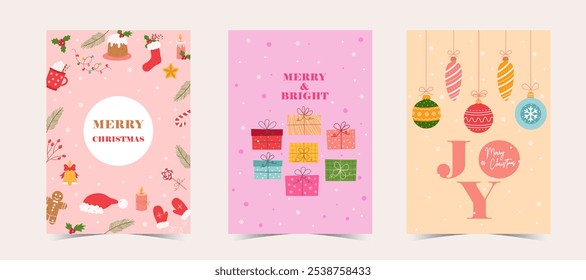 merry christmas collection vector illustrations