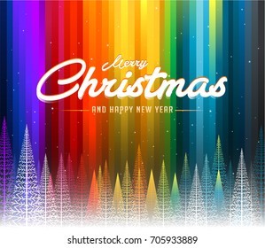 Merry Christmas colorful abstract line rainbow background