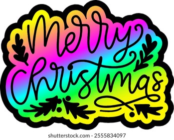 merry christmas colorful bright rainbow graphic design