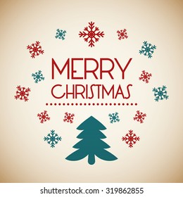 Merry christmas colorful card design, vector illustration