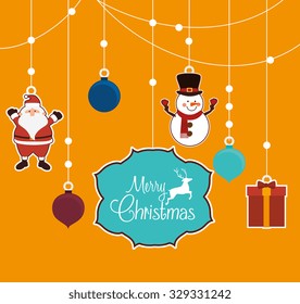Merry christmas colorful card design, vector graphic.