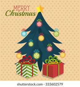 Merry christmas colorful card design, vector illustration graphic.