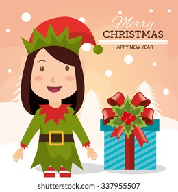 Merry christmas colorful card design, vector illustration eps 10