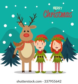 Merry christmas colorful card design, vector illustration eps 10