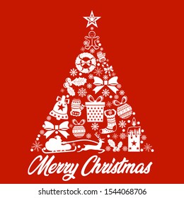 merry christmas colorful icon elements card red background