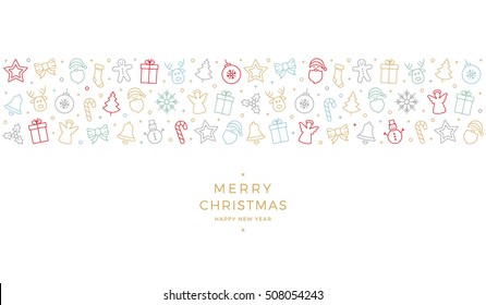 merry christmas colorful icon elements card white background