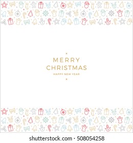 merry christmas colorful icon elements card