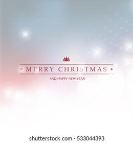 Merry Christmas - Colorful Modern Style Happy Holidays Greeting Card  on Sparkling Bright Blurred Background