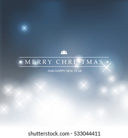 Merry Christmas - Colorful Modern Style Happy Holidays Greeting Card  on Sparkling Bright Blurred Background