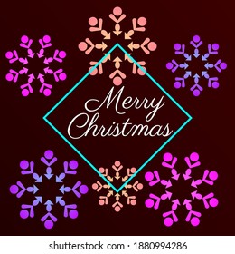 Merry Christmas with A colorful snowflakes and winter background. Vector illustration.