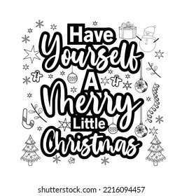 Merry Christmas Coloring page. Christmas line art coloring page design for kids.